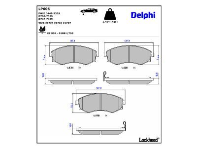 DELPHI LP606 - Brake Pad Set, disc brake