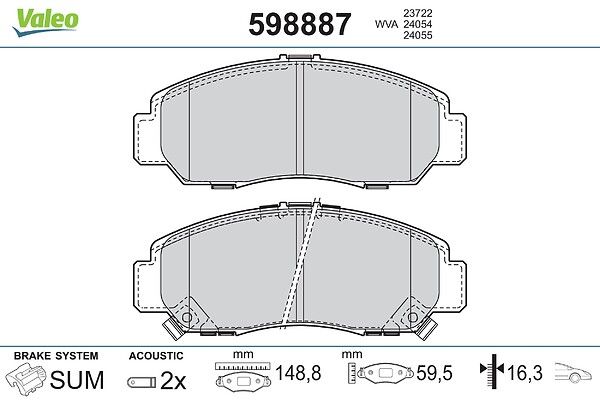 комплект спирачно феродо, дискови спирачки VALEO