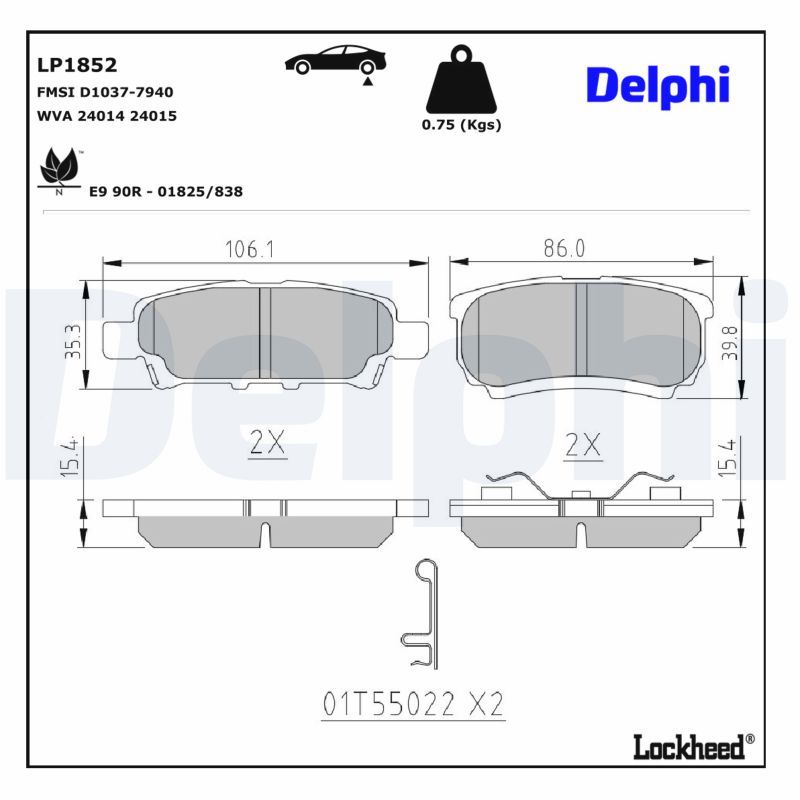 Piduriklotsi komplekt, ketaspidur, DELPHI LP1852