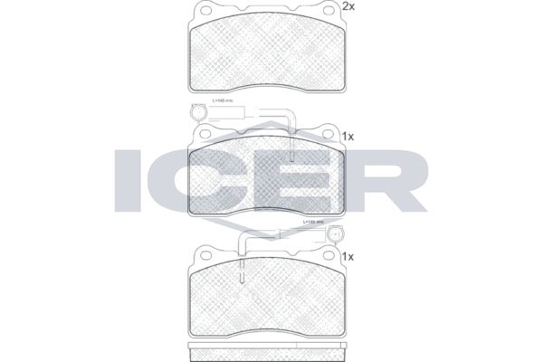 комплект спирачно феродо, дискови спирачки ICER