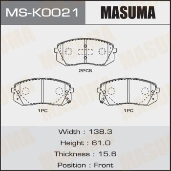 Комплект гальмівних колодок, Masuma MS-K0021