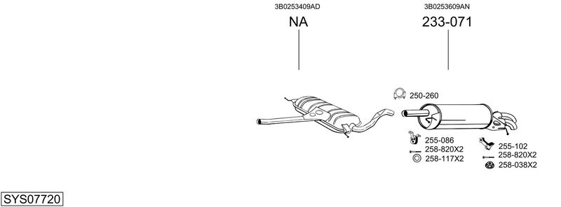 BOSAL kipufogórendszer SYS07720