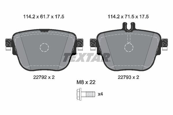 Комплект гальмівних накладок, дискове гальмо, Textar 2279201