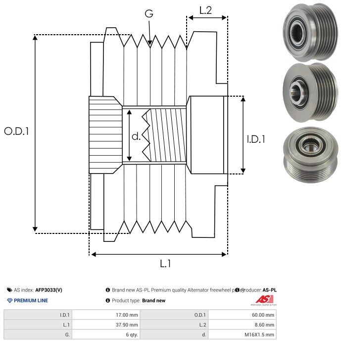 AS-PL AFP3033(V) Alternator Freewheel Clutch