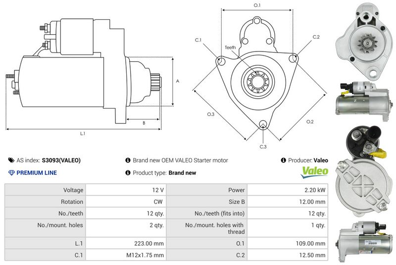 AS-PL S3093(VALEO) Starter