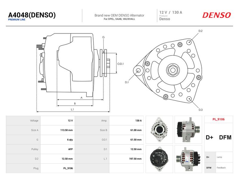 Generaator, AS-PL A4048(DENSO)