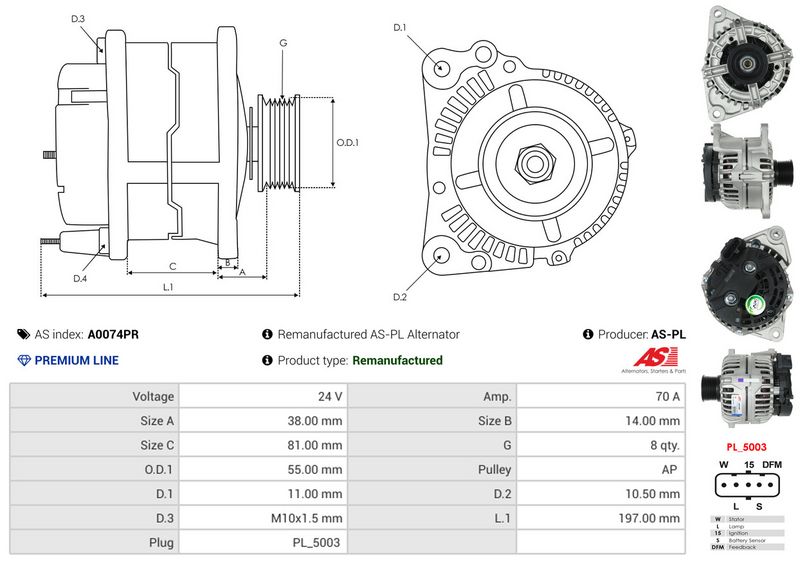 AS-PL A0074PR Alternator