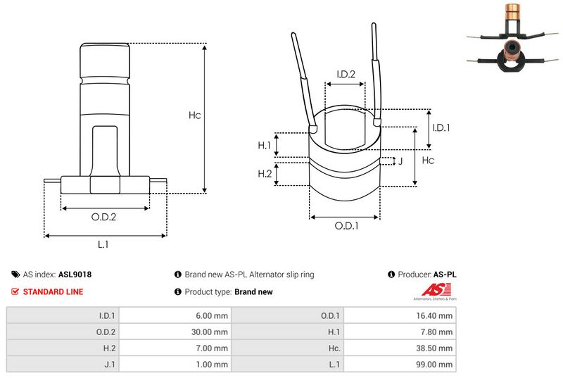 Rõngas, generaator, AS-PL ASL9018