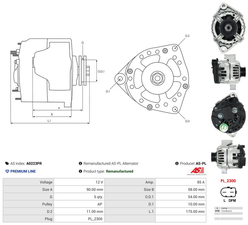 Generaator, AS-PL A0223PR