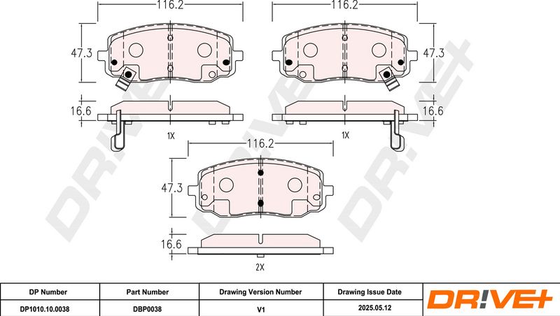 Set placute frana,frana disc DP1010.10.0038 Dr!ve+