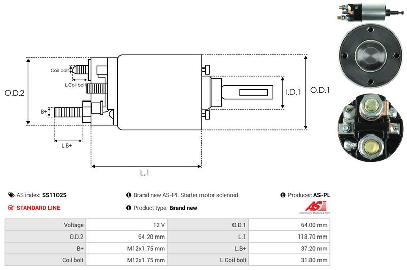 AS-PL SS1102S Solenoid Switch, starter