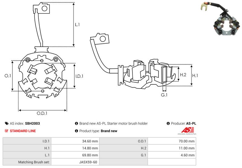 Kinnitus, süsinikuharjad, AS-PL SBH2003