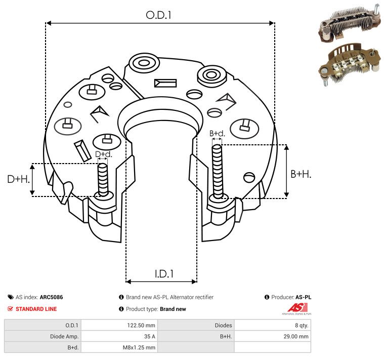 AS-PL ARC5086 Rectifier, alternator