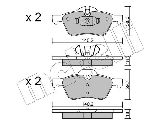 Metelli Brake Pad Set, disc brake 22-0555-0