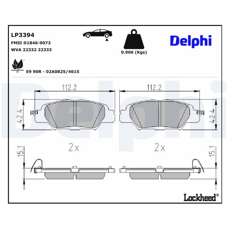 Piduriklotsi komplekt, ketaspidur, DELPHI LP3394