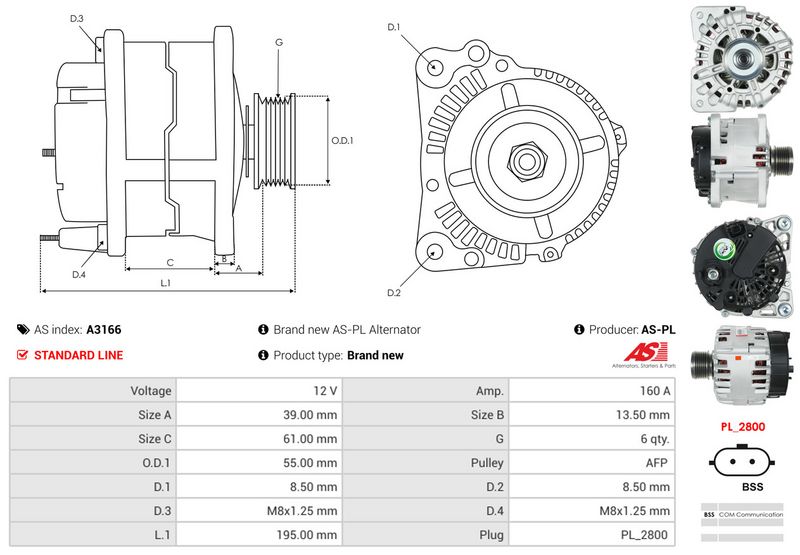 AS-PL A3166 Alternator