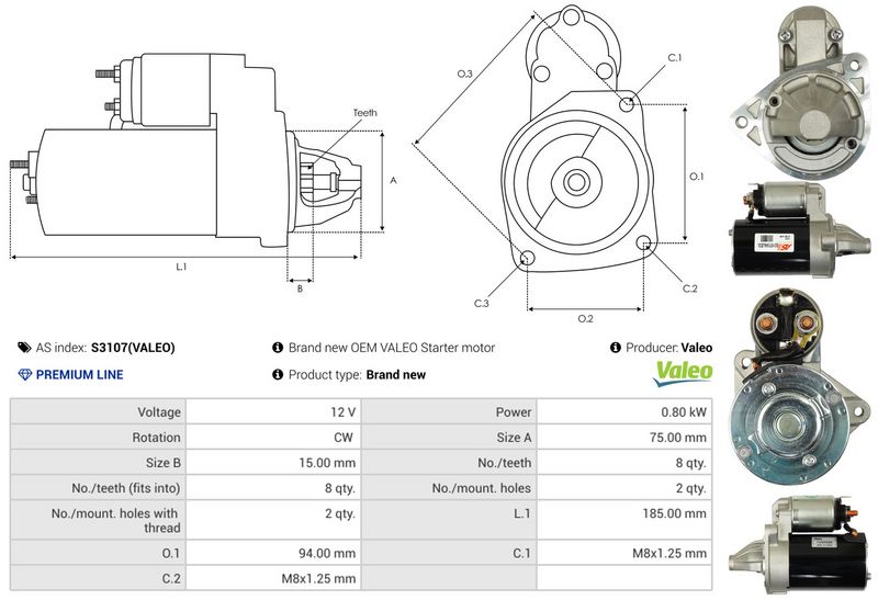 AS-PL S3107(VALEO) Starter
