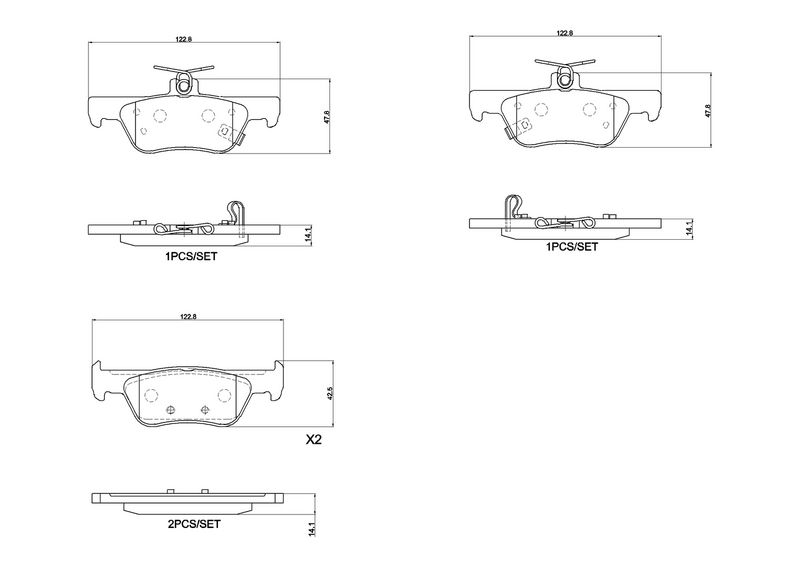 Комплект гальмівних накладок, дискове гальмо, Brembo P28110