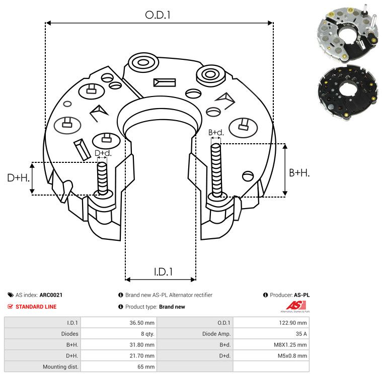 AS-PL ARC0021 Rectifier, alternator