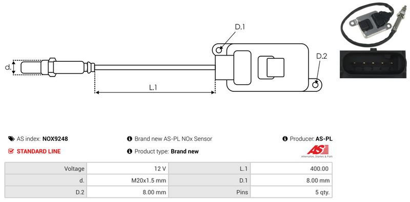 AS-PL NOX9248 NOx Sensor, urea injection