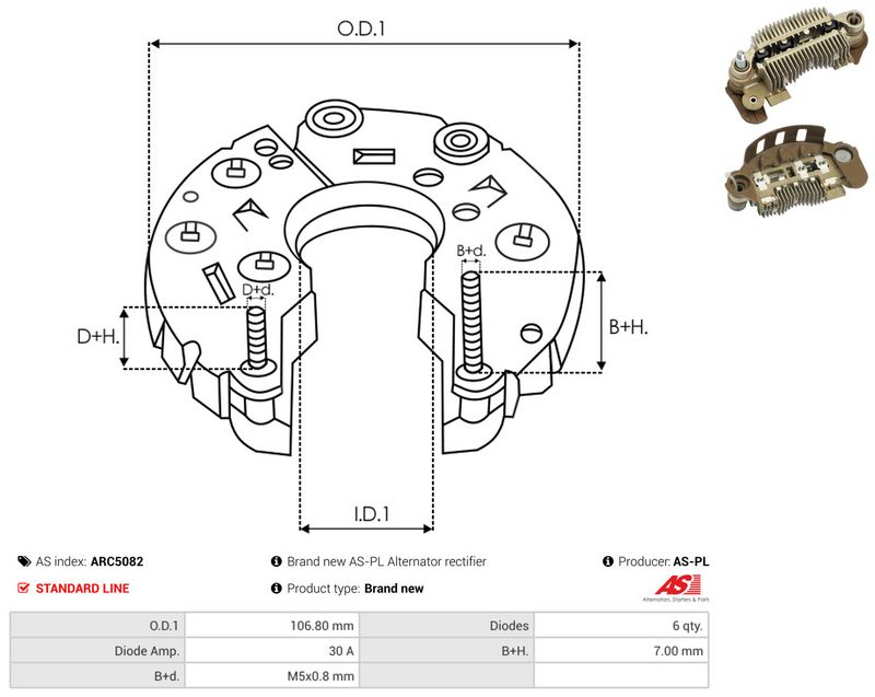 AS-PL ARC5082 Rectifier, alternator