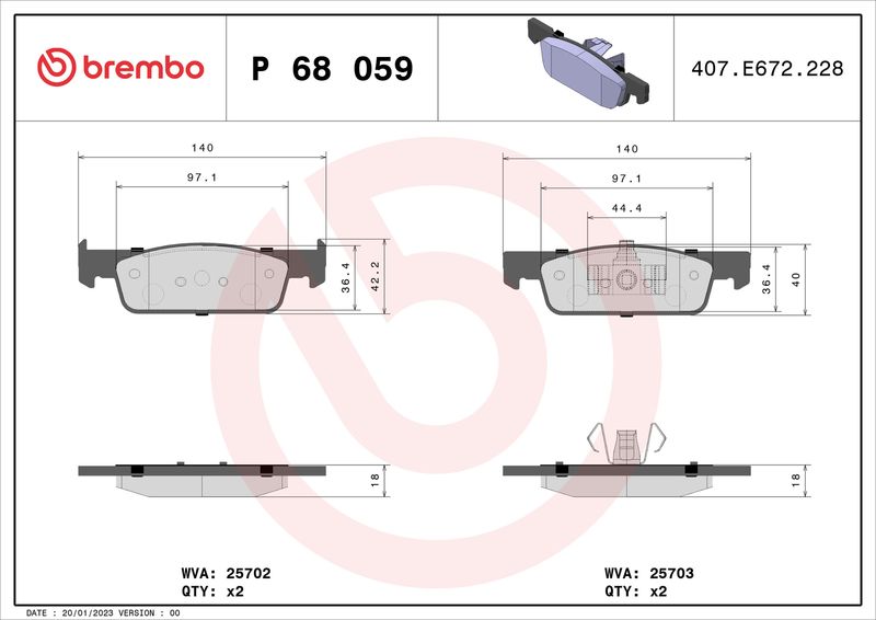 BREMBO fékbetétkészlet, tárcsafék P 68 059X