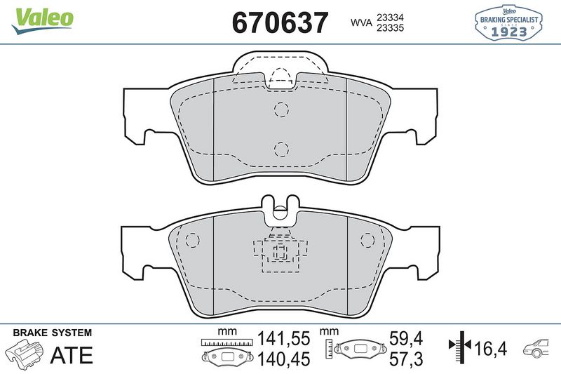 Plaquettes+de+frein+à+disque VALEO 670637