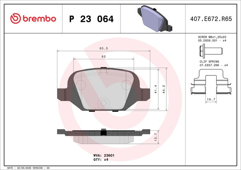 BREMBO P 23 064 Brake Pad Set, disc brake
