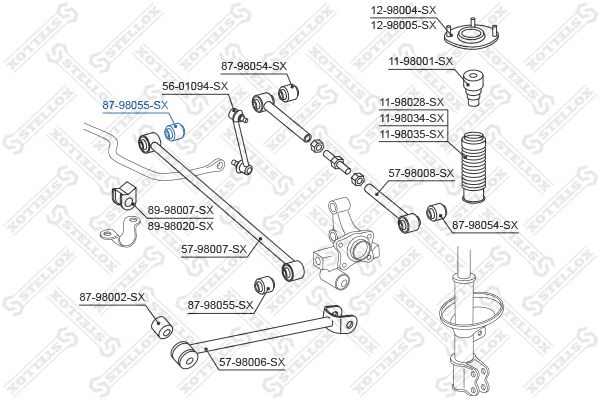 STELLOX 87-98055-SX Mounting, control/trailing arm
