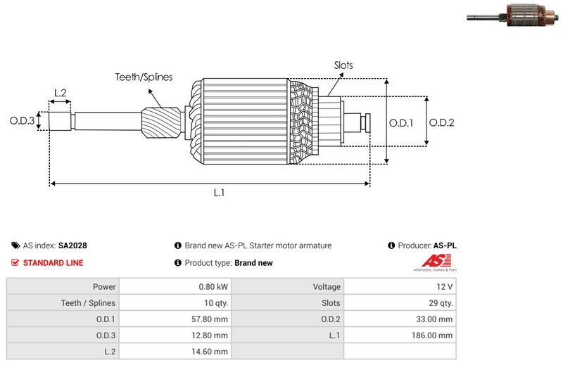 AS-PL SA2028 Armature, starter