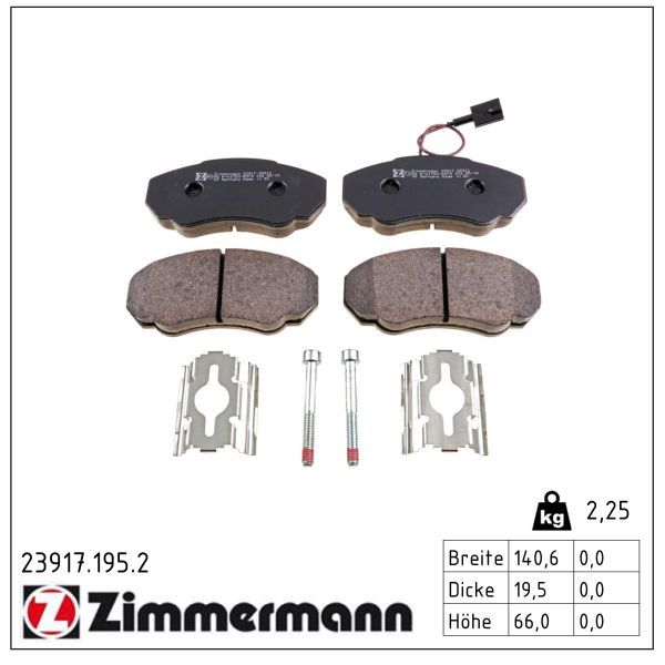 комплект спирачно феродо, дискови спирачки ZIMMERMANN