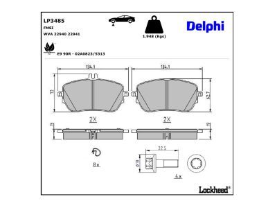 DELPHI LP3485 Brake Pad Set, disc brake
