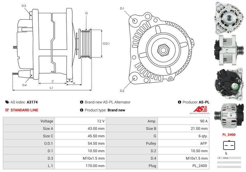 AS-PL A3174 Alternator