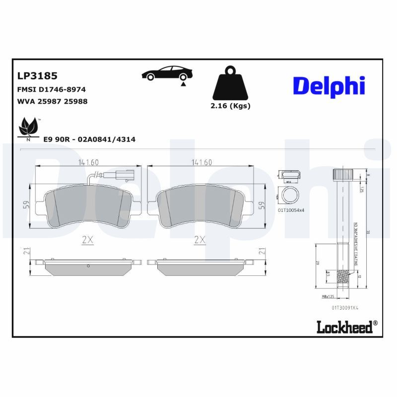 Piduriklotsi komplekt, ketaspidur, DELPHI LP3185