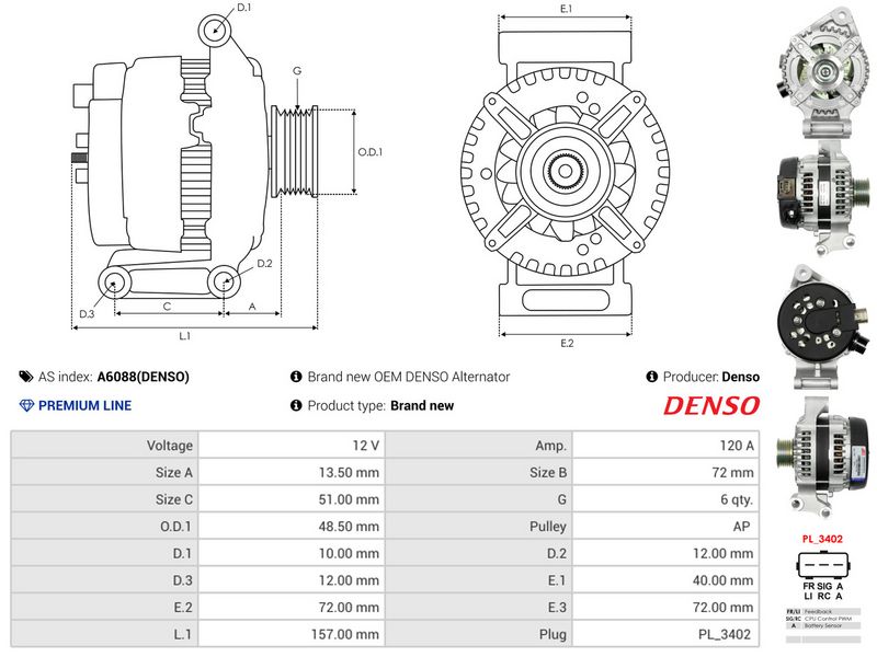 AS-PL A6088(DENSO) Alternator