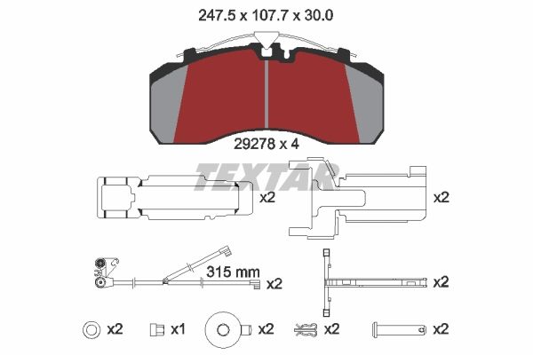 Sada brzdových destiček, kotoučová brzda 2927804
