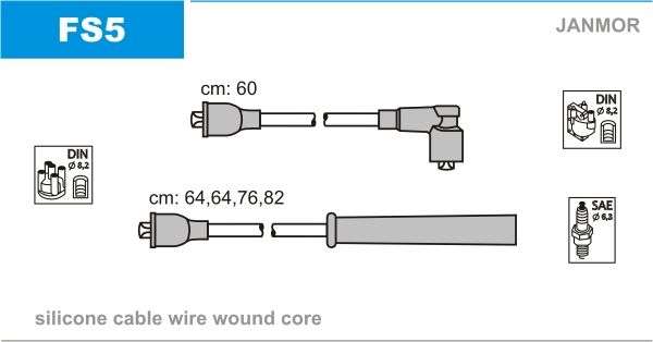 Комплект проводів високої напруги, FORD SIERRA, FIESTA, Janmor FS5