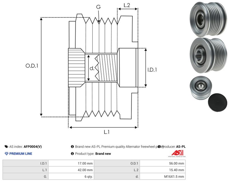 AS-PL AFP0004(V) Alternator Freewheel Clutch