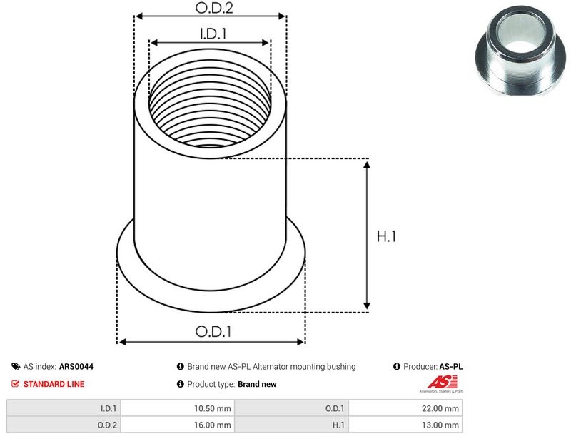 AS-PL ARS0044 Repair Set, alternator