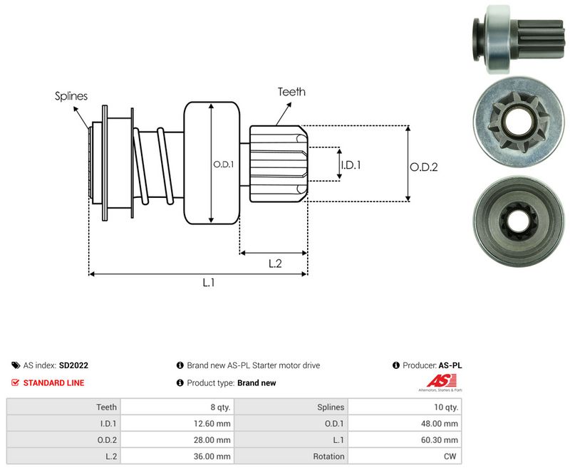 AS-PL SD2022 Freewheel Gear, starter