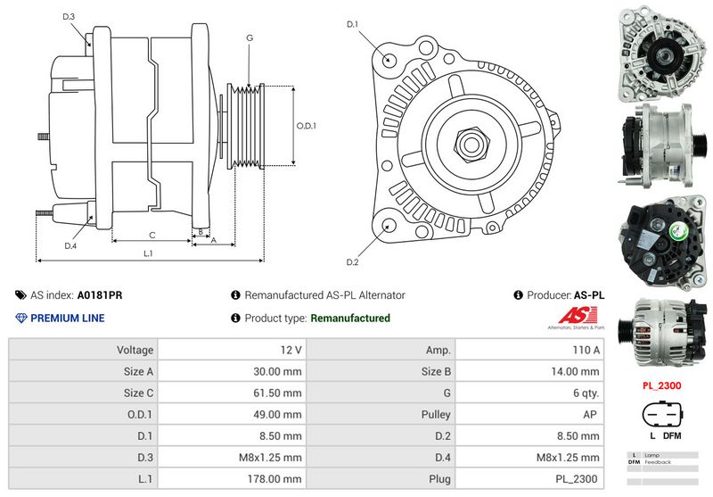 AS-PL A0181PR Alternator