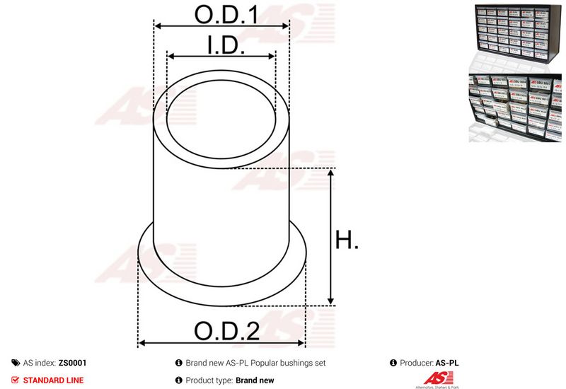 AS-PL ZS0001 Bush, starter shaft