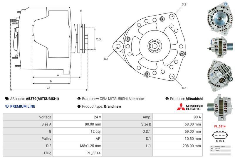 AS-PL A5379(MITSUBISHI) Alternator