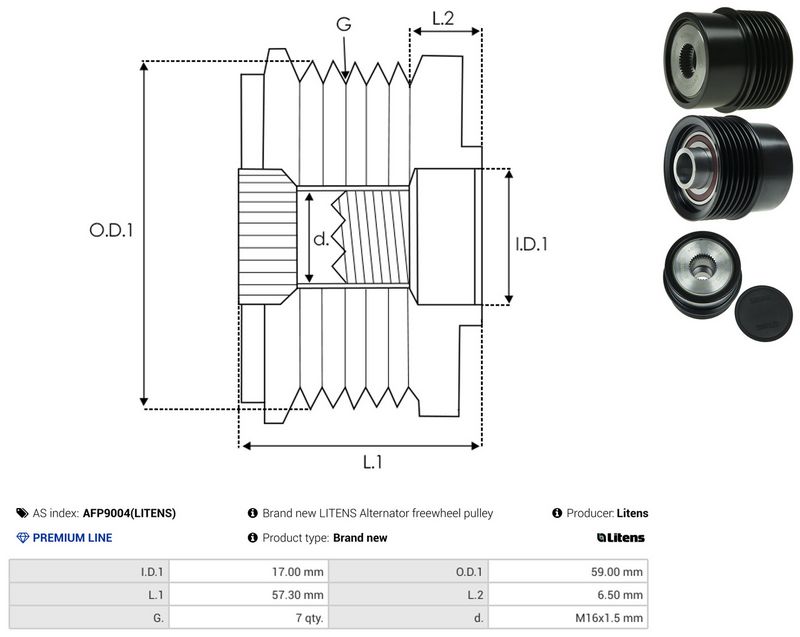 AS-PL AFP9004(LITENS) Alternator Freewheel Clutch