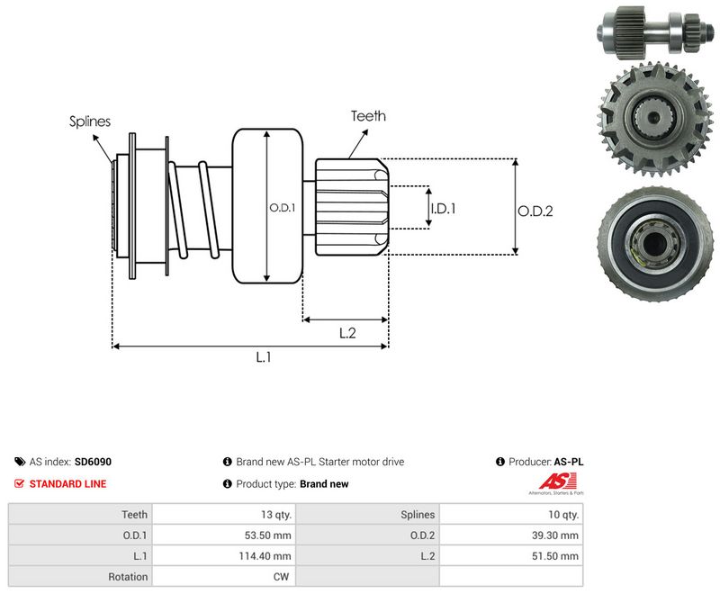AS-PL SD6090 Freewheel Gear, starter