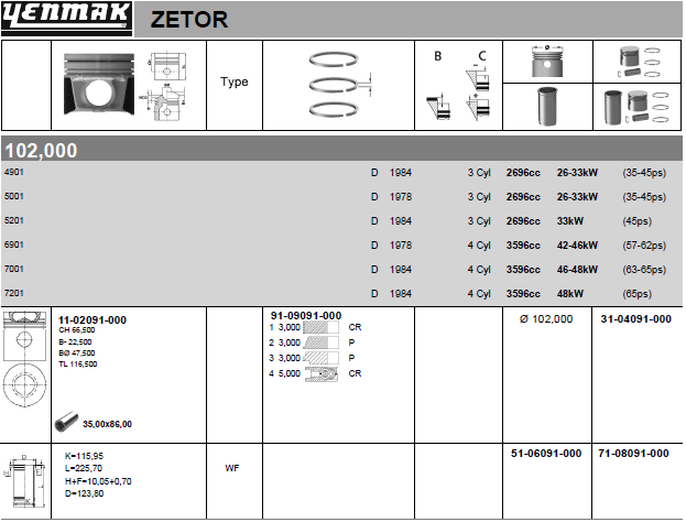 YENMAK Piston 31-04091-000