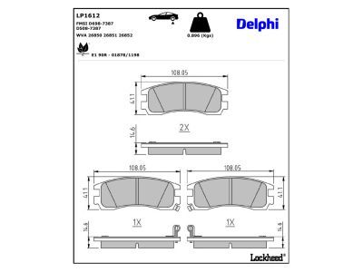 DELPHI LP1612 - Brake Pad Set, disc brake
