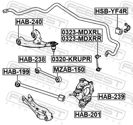 FEBEST HAB-238 Mounting, control/trailing arm