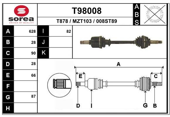 EAI hajtótengely T98008