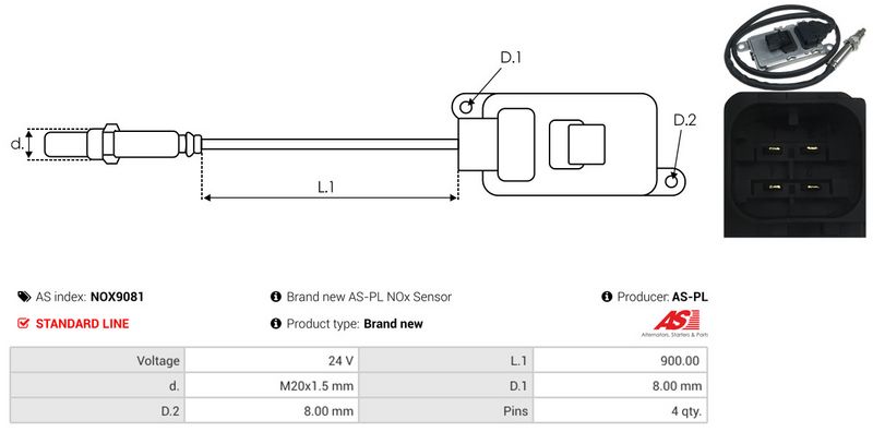 AS-PL NOX9081 NOx Sensor, urea injection